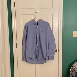 Polo blue pattern long sleeve button up.